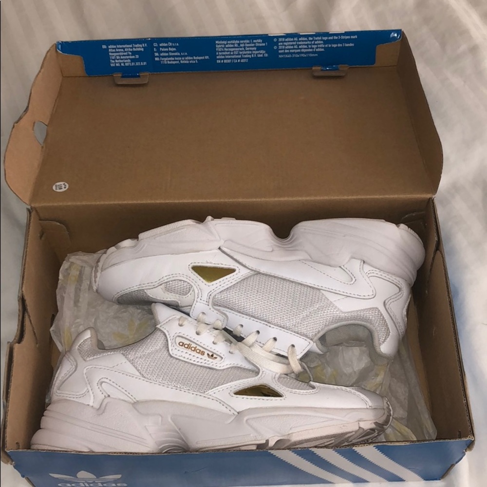 Adidas Falcon White w/gold logo